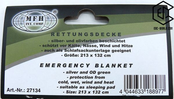 MFH®: Rettungsdecke olivfarben/silber